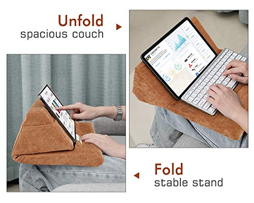 MoKo Soporte de Almohada Compatible con New iPad Mini 6, iPad Air 3rd Gen, iPad Mini 5th Gen, iPad Pro 11, iPad 10.2" 2019, Soporte de Almohadas de Tableta hasta 11" para Samsung Galaxy Tab - Caqui