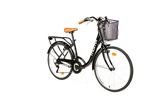 Moma Bikes City Classic 26"- Bicicleta Paseo, Aluminio , Cambio Shimano TZ-50 18 vel., Negro