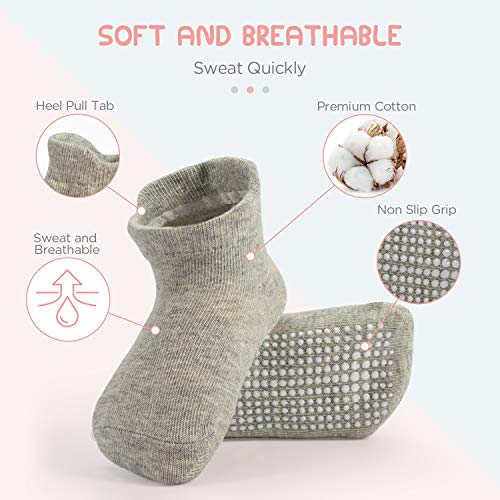 momcozy Calcetines Bebe Calcetines Antideslizantes Niño Calcetines Niña Calcetines Casa Calcetines Niños Calcetines Cortos Calcetines Tobilleros para Niñas y Niños, 6 Pares Para Bebes de 0-12 Meses