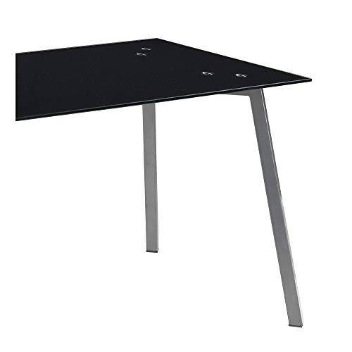 MOMMA HOME Mesa de Comedor - Modelo Alma - Color Negro/Gris - Material Cristal Templado/Metal - Medidas 140 x 80 x 75 cm