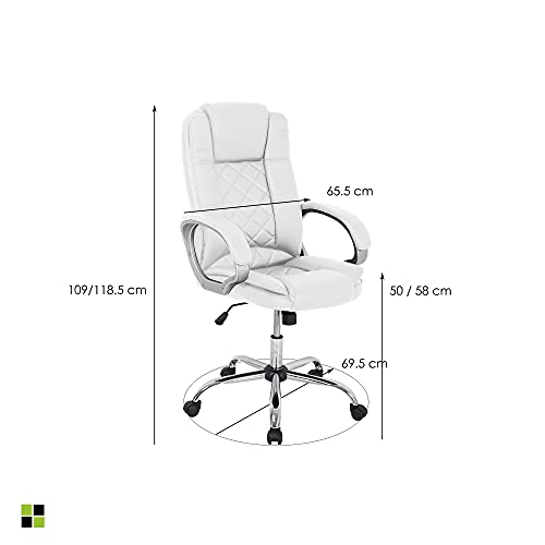 MOMMA HOME Silla de Oficina - Modelo Cash - Silla de Oficina Ergonómica - Elegante y Moderna - Máxima Comodidad - Materiales duraderos - Medidas 65,5 x 70 x 109-118,5 H cm - Color Blanco