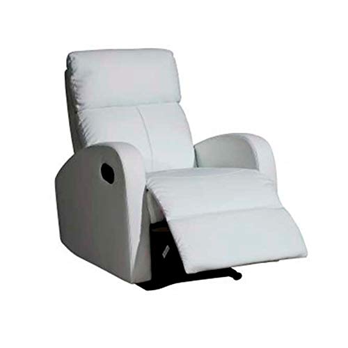 MOMMA HOME Sillón Relax reclinable Med - Modelo TAVIRA - Color Blanco - Material Ecopiel/Metal - Medidas 71 x 93 x 101 cm