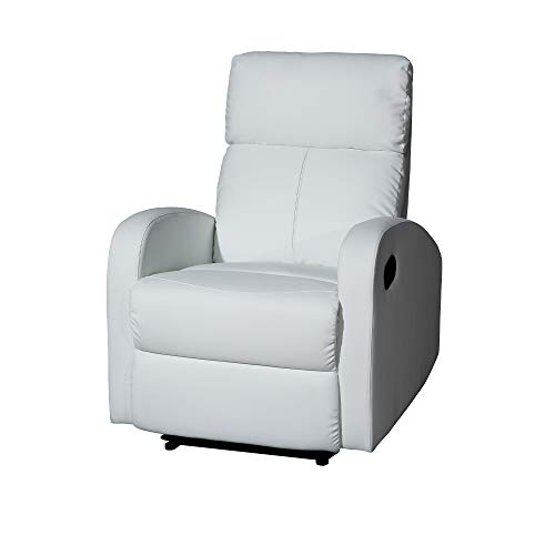 MOMMA HOME Sillón Relax reclinable Med - Modelo TAVIRA - Color Blanco - Material Ecopiel/Metal - Medidas 71 x 93 x 101 cm