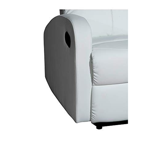 MOMMA HOME Sillón Relax reclinable Med - Modelo TAVIRA - Color Blanco - Material Ecopiel/Metal - Medidas 71 x 93 x 101 cm