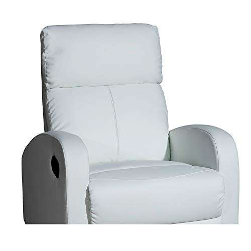 MOMMA HOME Sillón Relax reclinable Med - Modelo TAVIRA - Color Blanco - Material Ecopiel/Metal - Medidas 71 x 93 x 101 cm