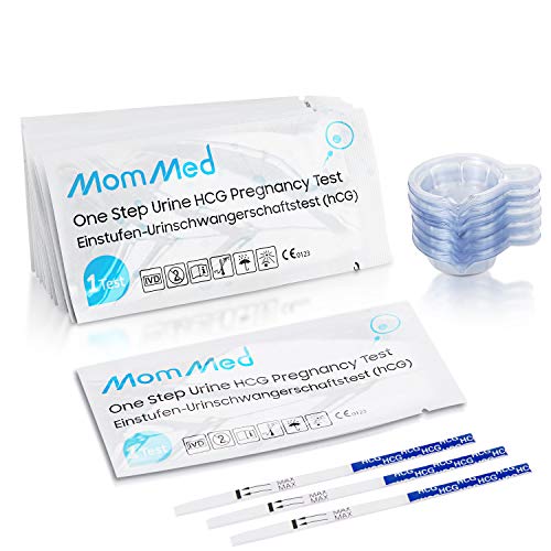 MOMMED Test de Embarazo (HCG55), test embarazo ultrasensibles de 55 piezas con 55 tazas de recolección de orina adicionales; más del 99% de precisión Tiras de prueba de embarazo temprana