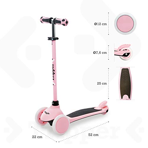 Mondo On & Go - Tripper Scooter 3 Ruedas - Ruedas PU y puños TPR - Freno de Seguridad Trasero - Color Rosa 28571, Talla única