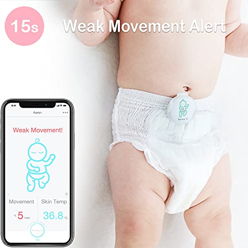 Monitor de bebé Sense-U con sensores de temperatura de movimiento de movimiento: seguimiento de la movimiento abdominal del bebé, el giro y la temperatura de la piel con un nuevo diseño de cierre