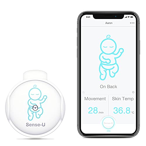 Monitor de bebé Sense-U con sensores de temperatura de movimiento de movimiento: seguimiento de la movimiento abdominal del bebé, el giro y la temperatura de la piel con un nuevo diseño de cierre