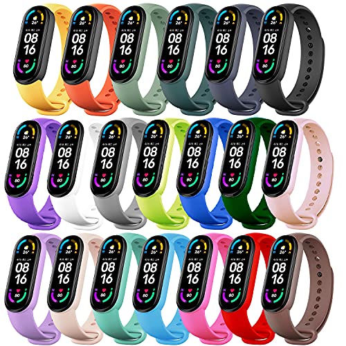 Monuary 20 Piezas Correas Compatible con Xiaomi Mi Band 6, Xiaomi Mi Band 5 y Amazfit Band 5, Pulseras Xiaomi Mi Band 6 / Mi Band 5 / Amazfit Band 5, Transpirable, Resistente al Sudor - 20 Colores