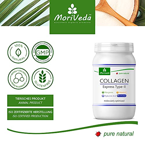 MoriVeda® NP-Vital Biocell 1000mg 120 Cápsulas, con Fórmula Express, Colágeno-II, Ácido Hialurónico, Vitamina-C y Manganeso para Piel, Cabello y Articulaciones (Paquetes de 2 meses), 2x60 Cápsulas