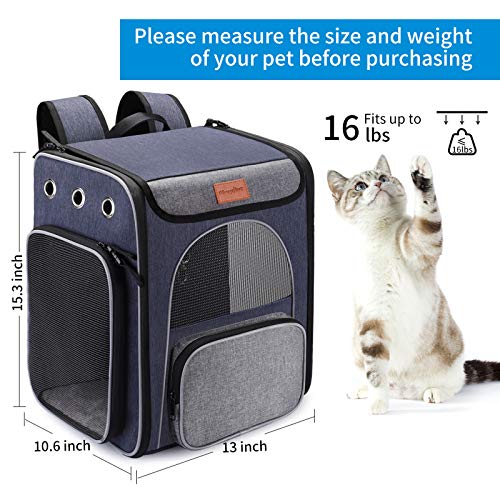 morpilot Mochila Gato, Mochila Transportin Perro Plegable para Gatos y Perros Pequeños, Bolsa de Transporte Transpirable con Correa de Seguridad Interior + Tazón, Ideal para Viajes, Uso al Aire Libre