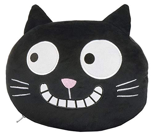 Moses Ed, The Cat - Almohada Cervical 2 en 1, Almohada Cervical y Almohada para Viajes, en Forma de Gato, Almohada de Viaje, 28 cm, Color Negro