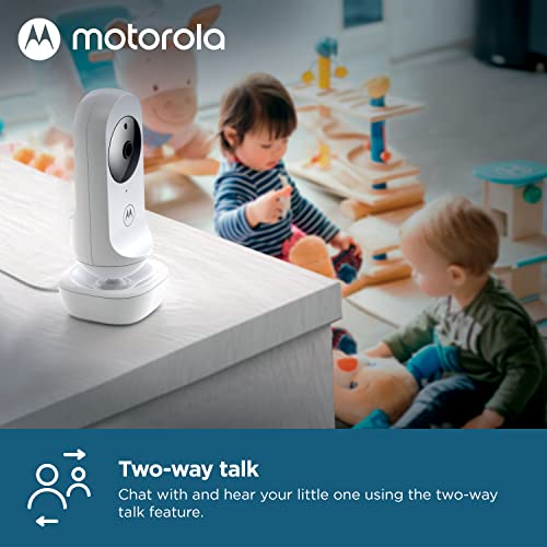 Motorola Baby Ease 34-Vigilabebés con cámara-Video monitor para bebés con pantalla HD de 4.3 pulgadas-visión nocturna, comunicación bidireccional, canciones de cuna, monitoreo de temperatura, Blanco