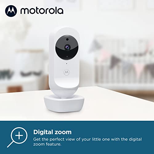 Motorola Baby Ease 34-Vigilabebés con cámara-Video monitor para bebés con pantalla HD de 4.3 pulgadas-visión nocturna, comunicación bidireccional, canciones de cuna, monitoreo de temperatura, Blanco