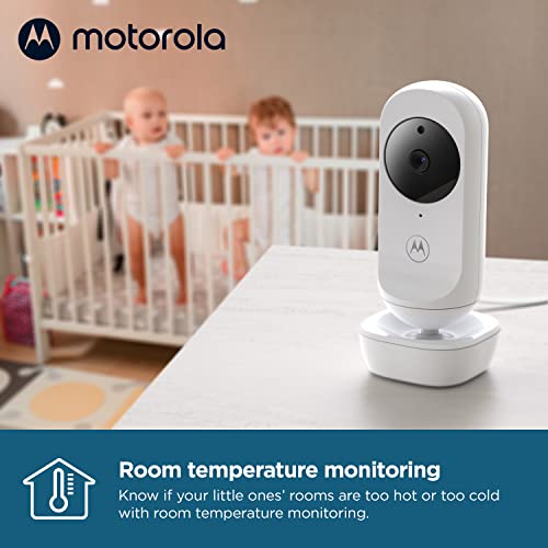 Motorola Baby Ease 34-Vigilabebés con cámara-Video monitor para bebés con pantalla HD de 4.3 pulgadas-visión nocturna, comunicación bidireccional, canciones de cuna, monitoreo de temperatura, Blanco