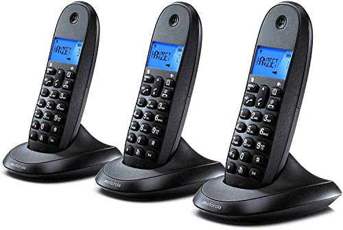 Motorola C1003LB+ Trio Teléfono fijo DECT inalámbrico Trio - Color negro - Pantalla LCD, 50 contactos, modo ECO - 3 unidades