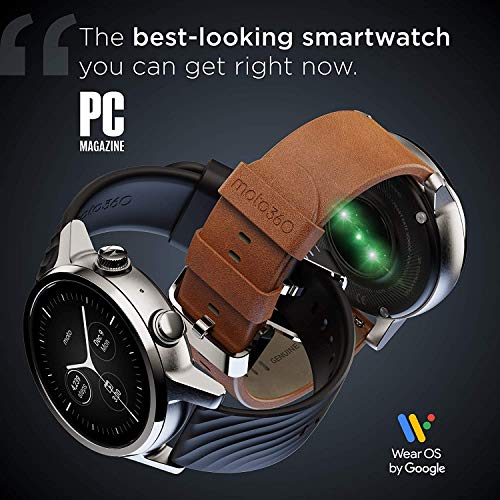 Motorola Moto 360 Smartwatch – 3ª generación – Caja de acero inoxidable con bandas de 20 mm, batería para todo el día, WearOS de GoogleTM – Color gris