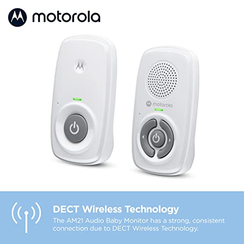 Motorola Nursery AM21/MBP21 - Vigilabebés Audio - Vigilabebés digital con tecnología DECT para la vigilancia de audio - Alcance de 300 metros - Micrófono de alta sensibilidad - Blanco