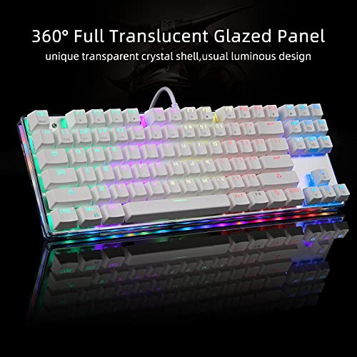 MOTOSPEED Teclado mecánico para juegos con retroiluminación RGB multicolor, base transparente, anti-Ghosting, teclado USB 87 teclas, interruptor azul, iluminación LED Mac/PC/Laptop