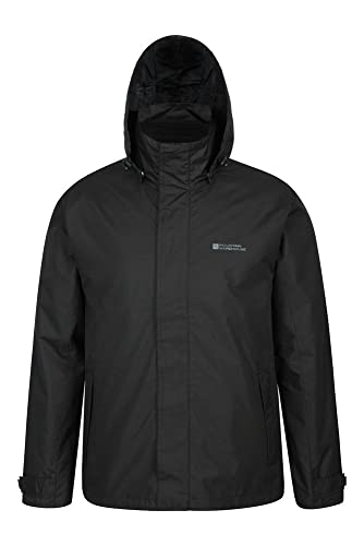 Mountain Warehouse Chaqueta Fell Impermeable 3 en 1 para Hombre - Chubasquero con Capucha Ajustable, Forro Polar, Interior Desmontable, Bolsillos, Invierno Negro M