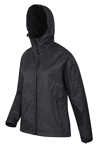 Mountain Warehouse Chaqueta Torrent para Mujer - Chubasquero Impermeable, Abrigo Ligero, Chaqueta con Dos Bolsillos con Cremallera para Mujer -Ideal para Viajar, Acampar Negro 36