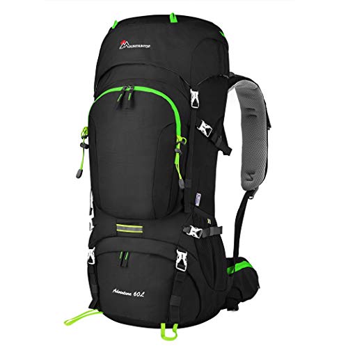 MOUNTAINTOP 50/60L Mochila de Senderismo Gran Capacidad Mochila de Montaña Impermeable para Viaje Camping Deporte al Aire Libre (Negro-60L)