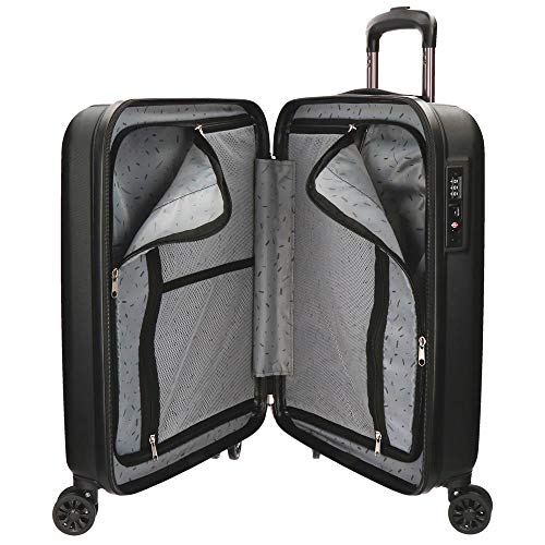 Movom Wood Maleta de cabina Negro 40x55x20 cms Rígida ABS Cierre TSA 38L 3,2Kgs 4 Ruedas dobles Extensible Equipaje de Mano