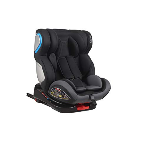 ms 1864 Silla de Coche Niza Grupo 0 1 2 3 Isofix, Rotación 360º, Sps Plus, Máxima Reclinación a Contramarcha 18 Kg y Capota de Serie, Unisex, Negro, Talla Única