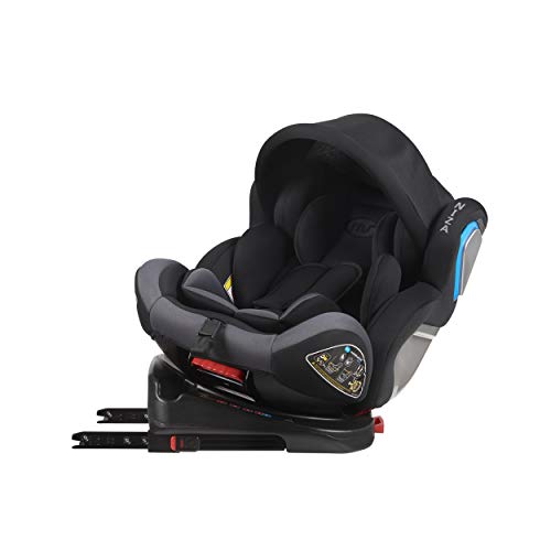 ms 1864 Silla de Coche Niza Grupo 0 1 2 3 Isofix, Rotación 360º, Sps Plus, Máxima Reclinación a Contramarcha 18 Kg y Capota de Serie, Unisex, Negro, Talla Única