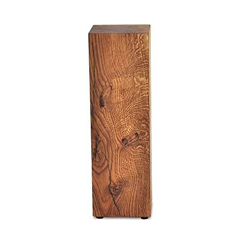 MS FACTORY Bloque de Roble de Madera Maciza - Cubo, Tronco de Madera - Mesa Auxiliar, Columna Decorativa, Soporte de Madera, Mesa de Madera, Base de Flores, Mesita de Noche - 15 x 15 x 45 cm