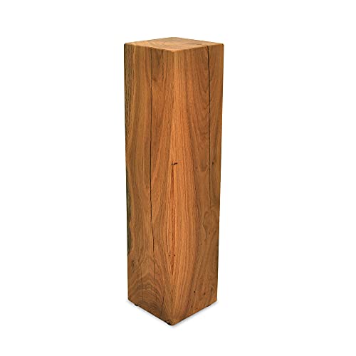 MS FACTORY Bloque de Roble de Madera Maciza - Cubo, Tronco de Madera - Mesa Auxiliar, Columna Decorativa, Soporte de Madera, Mesa de Madera, Base de Flores, Mesita de Noche - 20 x 20 x 70 cm