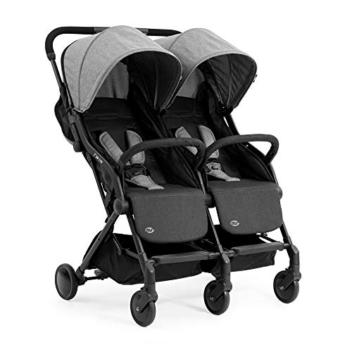 ms Innovaciones Twin - Silla de Paseo Gemelar, ligera y compacta - Homologada hasta 22 kg - Color Gris/Negro 21502