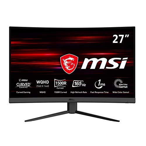 MSI Optix G27CQ4 - Monitor Gaming Curvo 27" WQHD 165Hz ( 2560x1440 , 1ms de respuesta, ratio 16:9, panel VA, brillo 250nits, antiglare) negro, compatible con consolas