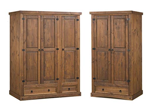 MUEBLES DELUXE ONLINE MEDITERRANEA - Armario Rústico"MEXICANO 3+2" Pack de armarios de 2 y 3 puertas. Madera de pino maciza