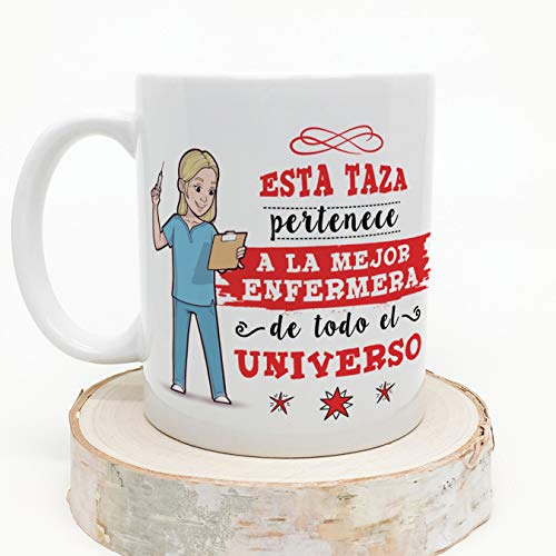 MUGFFINS Enfermera Tazas Originales de café y Desayuno para Regalar a Trabajadores Profesionales - Esta Taza Pertenece a la Mejor Enfermera del Unive