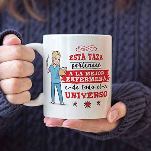 MUGFFINS Enfermera Tazas Originales de café y Desayuno para Regalar a Trabajadores Profesionales - Esta Taza Pertenece a la Mejor Enfermera del Unive