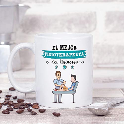 MUGFFINS Fisioterapeuta Tazas Originales de café y Desayuno para Regalar a Trabajadores Profesionales - Esta Taza Pertenece al Mejor Fisioterapeuta del Universo - Cerámica 350 ml