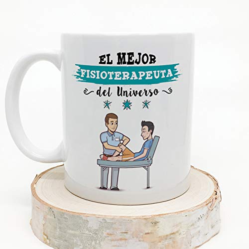 MUGFFINS Fisioterapeuta Tazas Originales de café y Desayuno para Regalar a Trabajadores Profesionales - Esta Taza Pertenece al Mejor Fisioterapeuta del Universo - Cerámica 350 ml