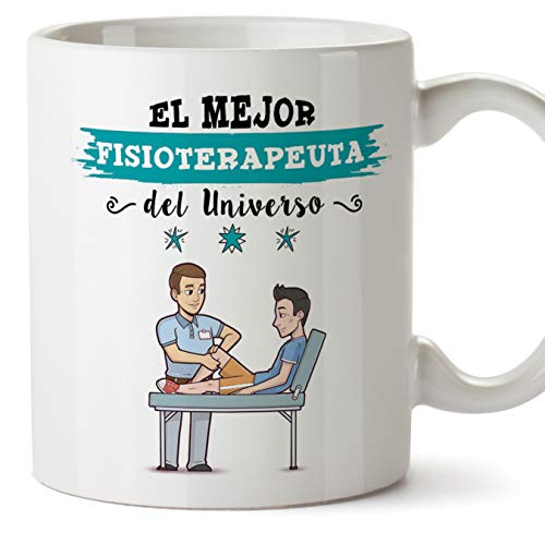 MUGFFINS Fisioterapeuta Tazas Originales de café y Desayuno para Regalar a Trabajadores Profesionales - Esta Taza Pertenece al Mejor Fisioterapeuta del Universo - Cerámica 350 ml