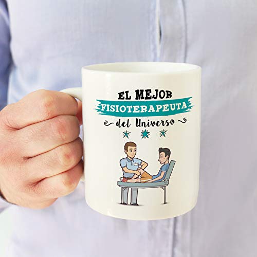 MUGFFINS Fisioterapeuta Tazas Originales de café y Desayuno para Regalar a Trabajadores Profesionales - Esta Taza Pertenece al Mejor Fisioterapeuta del Universo - Cerámica 350 ml