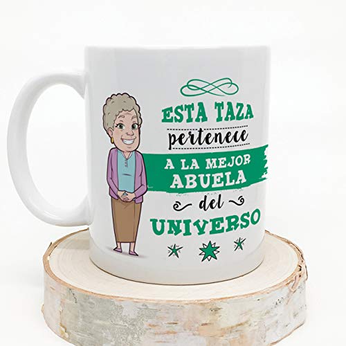 MUGFFINS Taza Abuela - Esta Taza Pertenece a la Mejor Abuela del Universo - Taza Desayuno/Idea Regalo Original/Día de la Madre para Abuelitas. Cerámica 350 mL