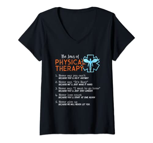 Mujer Fisioterapeuta Regalo Leyes de Fisioterapia PT Camiseta Cuello V