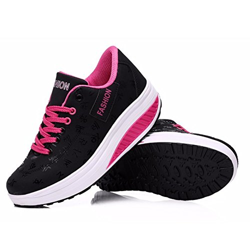 Mujer Zapatos de Deporte Casual Correr Sneaker(39 EU/Label 40 CN,3-Negro)