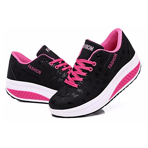 Mujer Zapatos de Deporte Casual Correr Sneaker(39 EU/Label 40 CN,3-Negro)