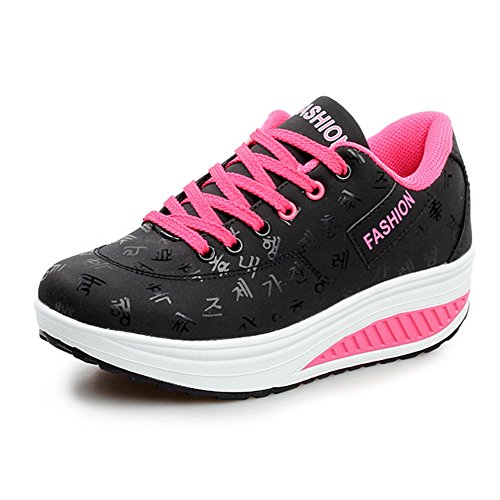 Mujer Zapatos de Deporte Casual Correr Sneaker(39 EU/Label 40 CN,3-Negro)