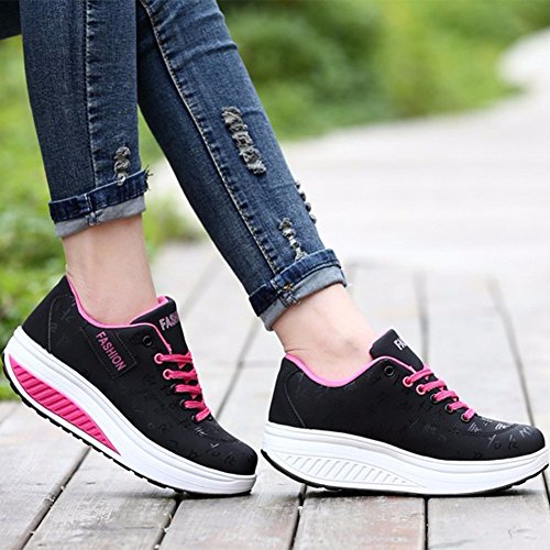 Mujer Zapatos de Deporte Casual Correr Sneaker(39 EU/Label 40 CN,3-Negro)