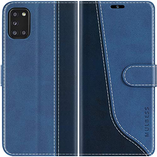 Mulbess Funda para Samsung A31, Funda con Tapa Samsung Galaxy A31, Funda Samsung Galaxy A31 Libro, Funda Cartera para Samsung Galaxy A31 Carcasa, Diamante Azul