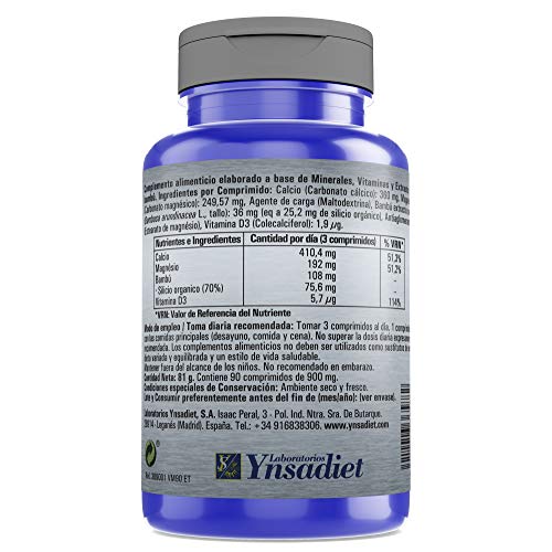 Multivitaminas y Minerales 90 comprimidos| Calcio + Magnesio + Vitamina D3 + Silicio Orgánico| Multivitaminico Activos Esenciales para Hombres y Mujeres | Aquisana