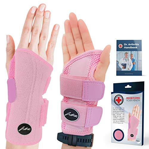 Muñequera Ajustable Desarrollada por Médicos para el Dolor e Inflamación de Muñeca Ideal para Usar en Actividades Cotidianas - Muñequera Mano Derecha - Color Rosa - Libro Manual Incluido